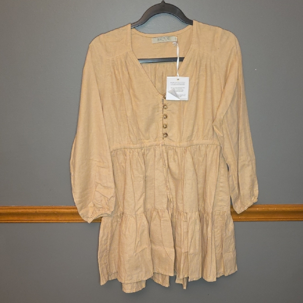 Bali Tan Button-Down Dress